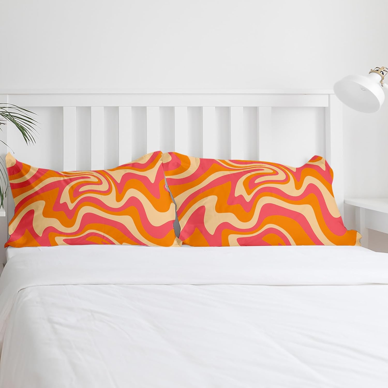 Pink Burnt Orange Twin Duvet Cover Set with Pillow Cases