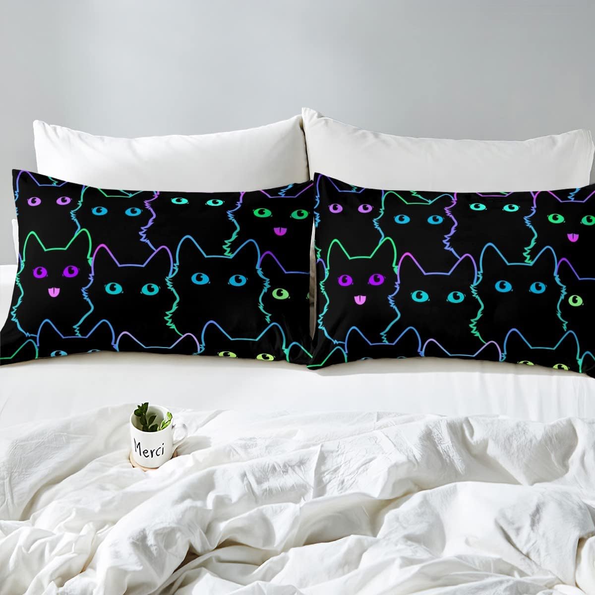 Feelyou Cartoon Cat Duvet Cover Set 3Pcs