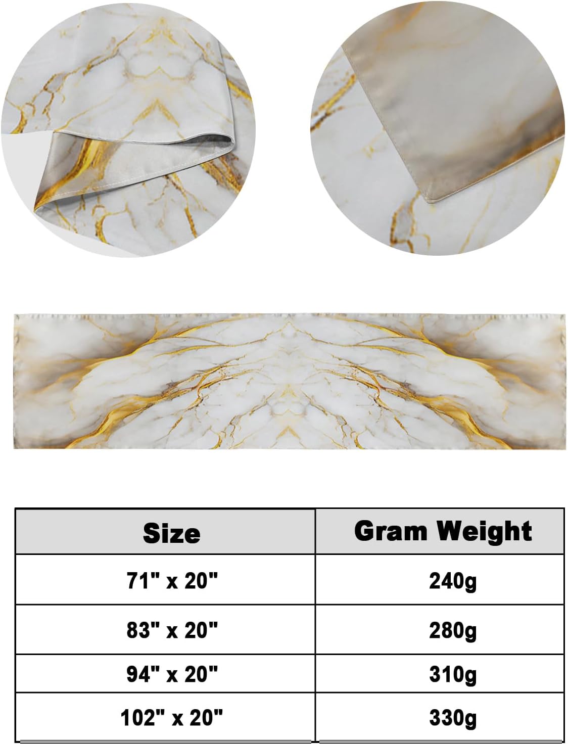 Chucoco King Bed Runner Gold White Gradient Scarf 1