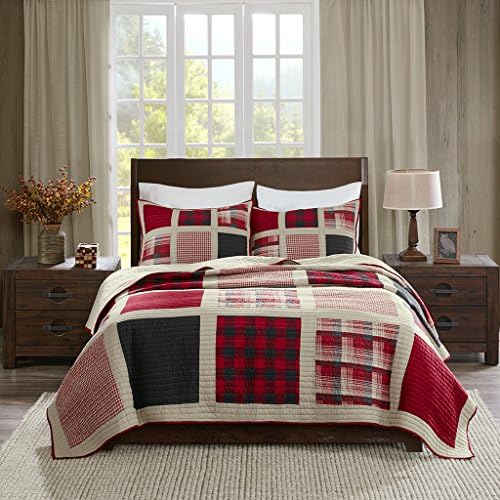 Woolrich Huntington Plaid Red Reversible Quilt Set 3 Piece 1
