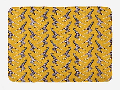 Ambesonne Giraffe Bath Mat Yellow with Swirls Plush Non-Slip 302 x 20