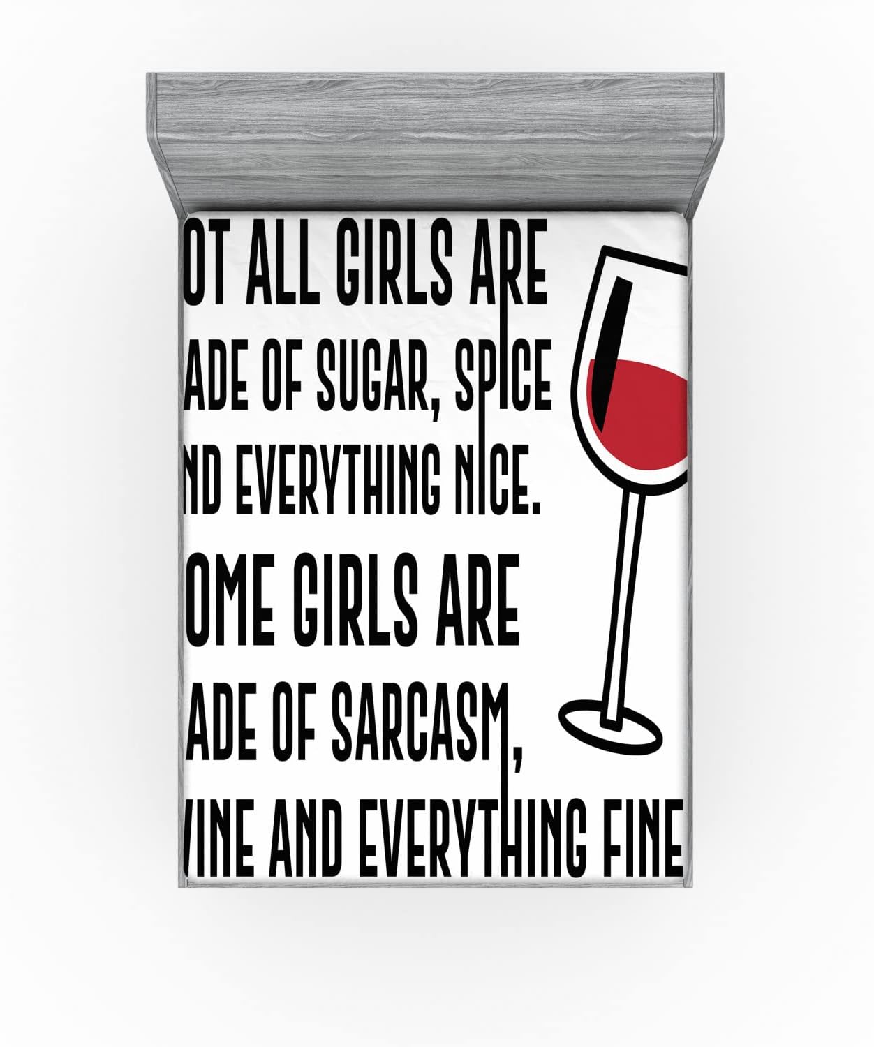 Ambesonne Funny Wine Drinking Sheet Ruby Black White California King