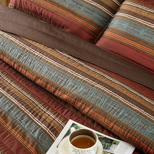 LIRISDOM Bohemian Quilt Set Queen Size 3 Pieces 1