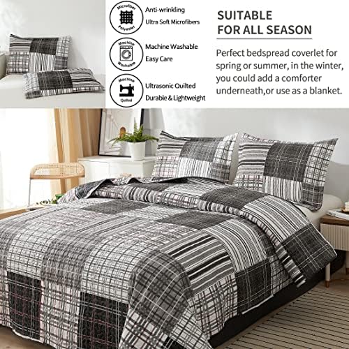 Jessy Home Plaid Quilt Set Queen Full Size Bedding