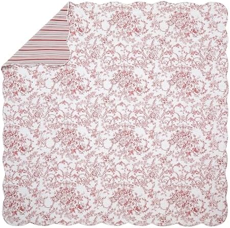 Garden Toile 3-Piece Reversible Quilt Set - Red 1