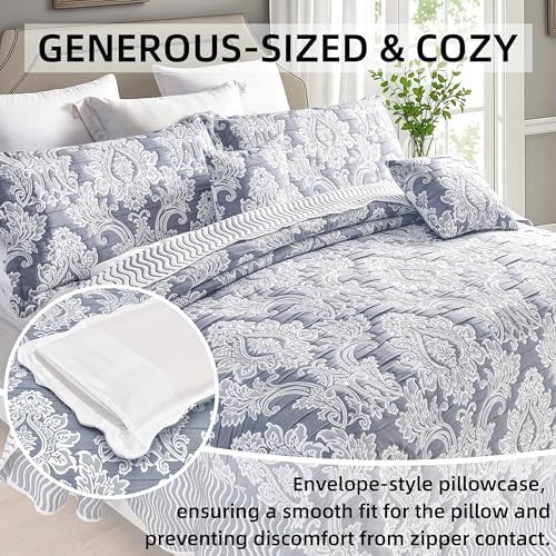 Chiinvent Oversized King Bedspread Set Navy Blue 128x120