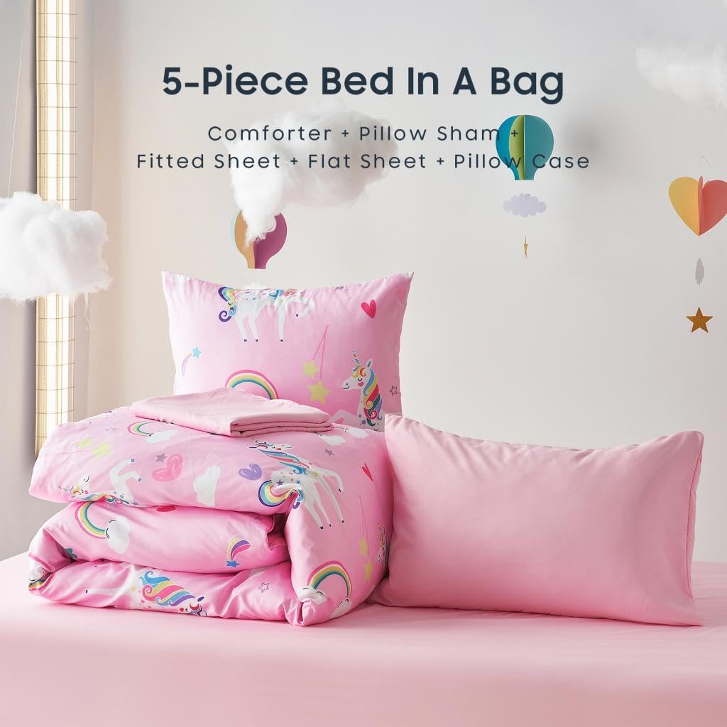 Wake In Cloud Unicorn Comforter Set Twin 5 Piece