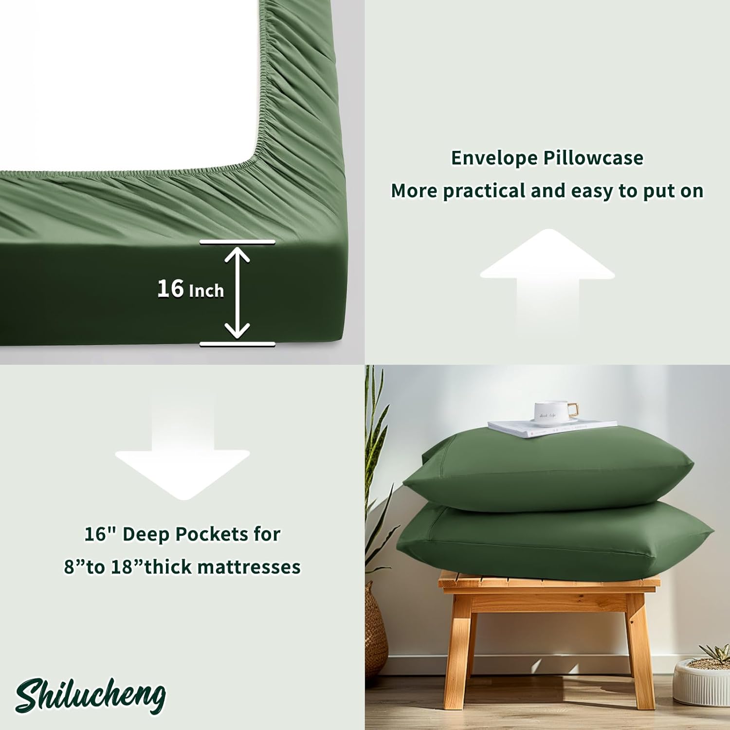 Shilucheng Tencel Sheets 4 Piece Set