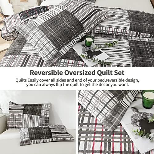 Jessy Home Plaid Quilt Set Queen Full Size Bedding