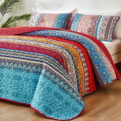 WONGS BEDDING Boho Christmas Quilt Set Queen Size