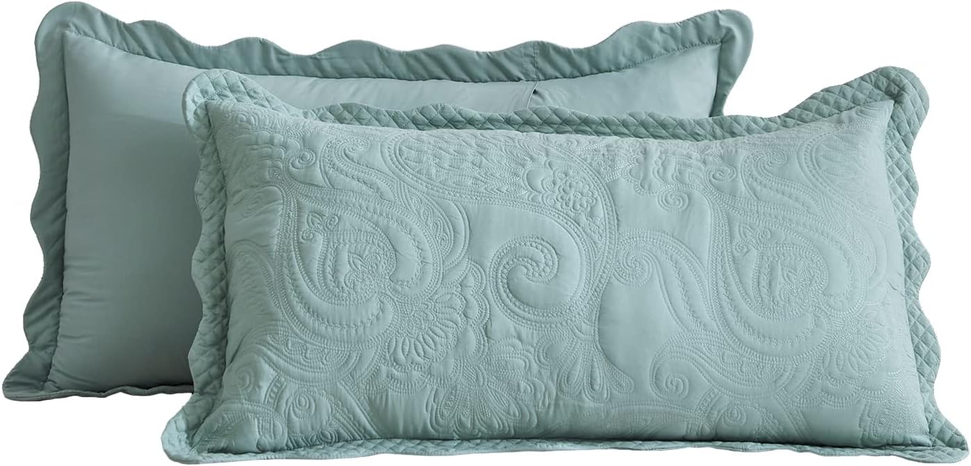 Blythease Oversized King Bedspread 128x120 Seaglass Paisley
