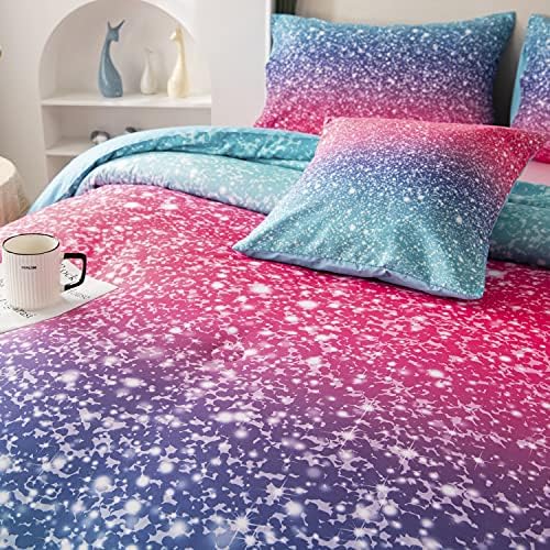 RYNGHIPY 6Pcs Glitter Comforter Set for Teen Girls