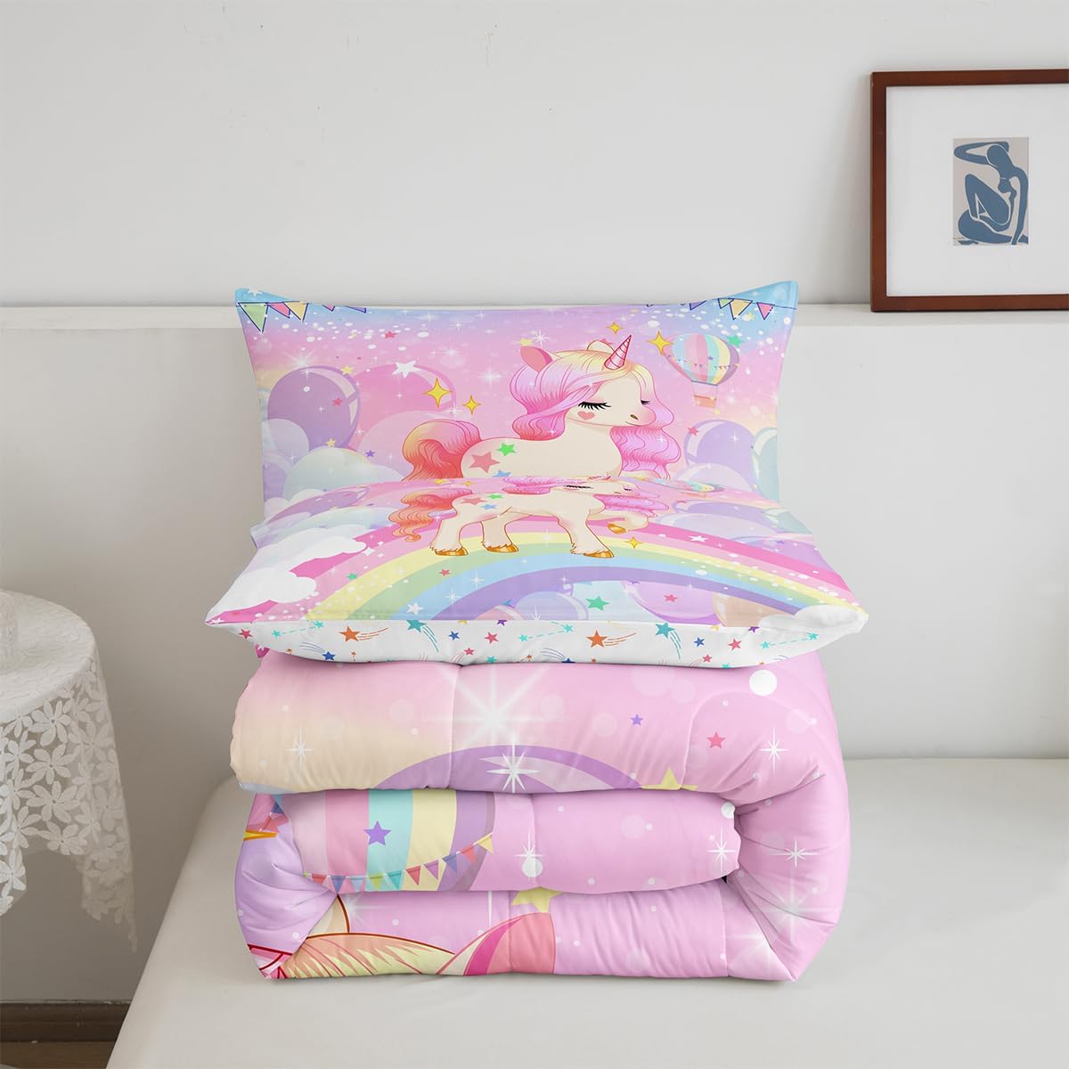 Feelyou Unicorn Comforter Set Twin Bedding