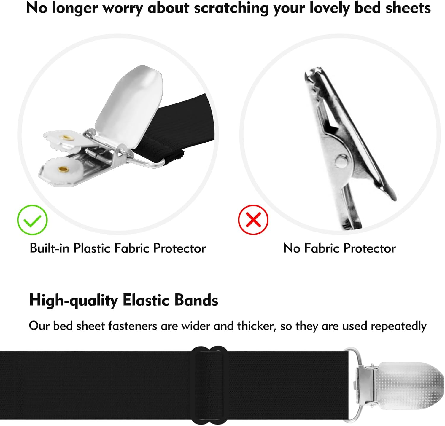 Eiruseed Bed Sheet Holder Straps 42 Pcs Black