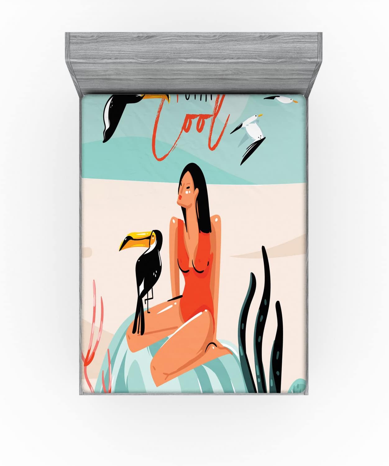 Ambesonne Stay Cool California King Fitted Sheet