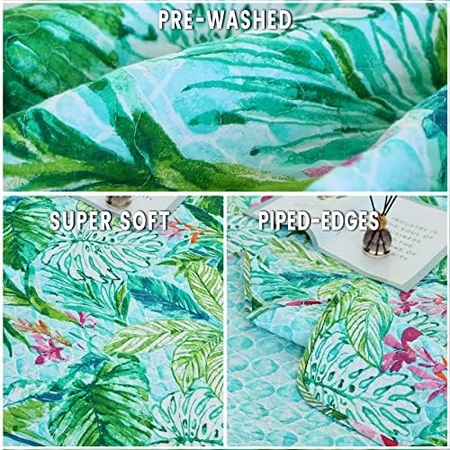 EVENHUG Green Leaf Twin Quilt Set Reversible Bedspread