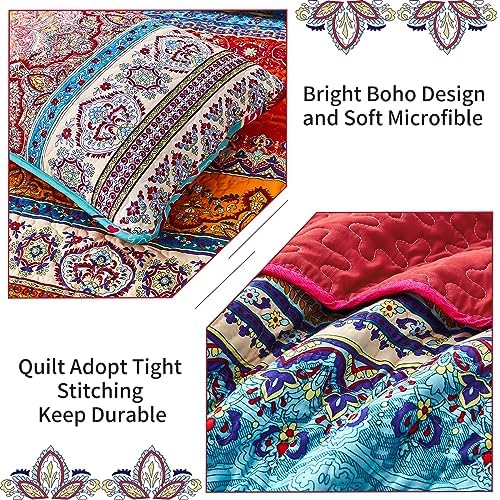 WONGS BEDDING Boho Christmas Quilt Set Queen Size