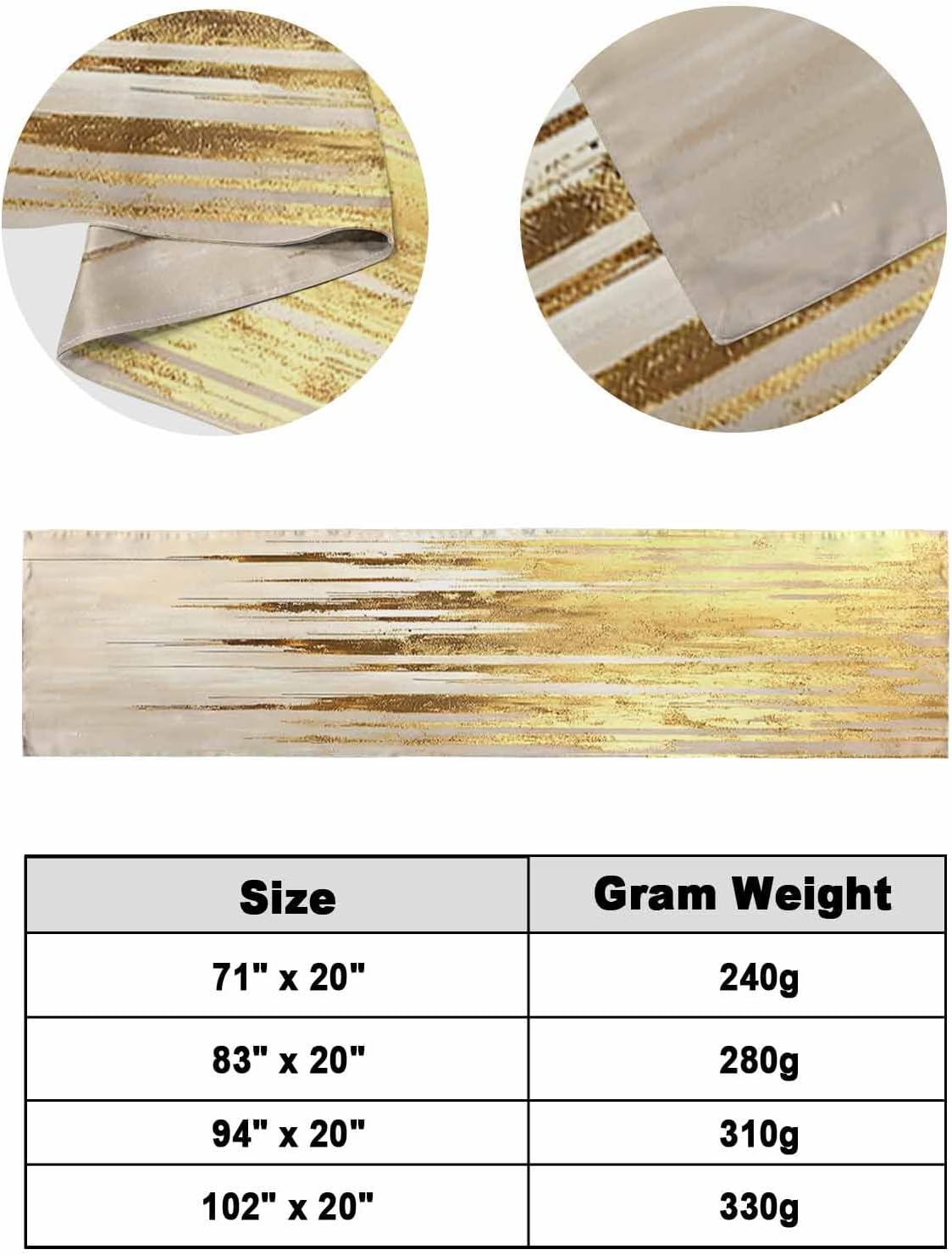 Abstract Gold Bed Runner Scarf Cal King Size