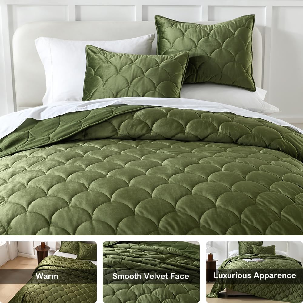 HORIMOTE HOME Velvet Quilt Set Queen Size