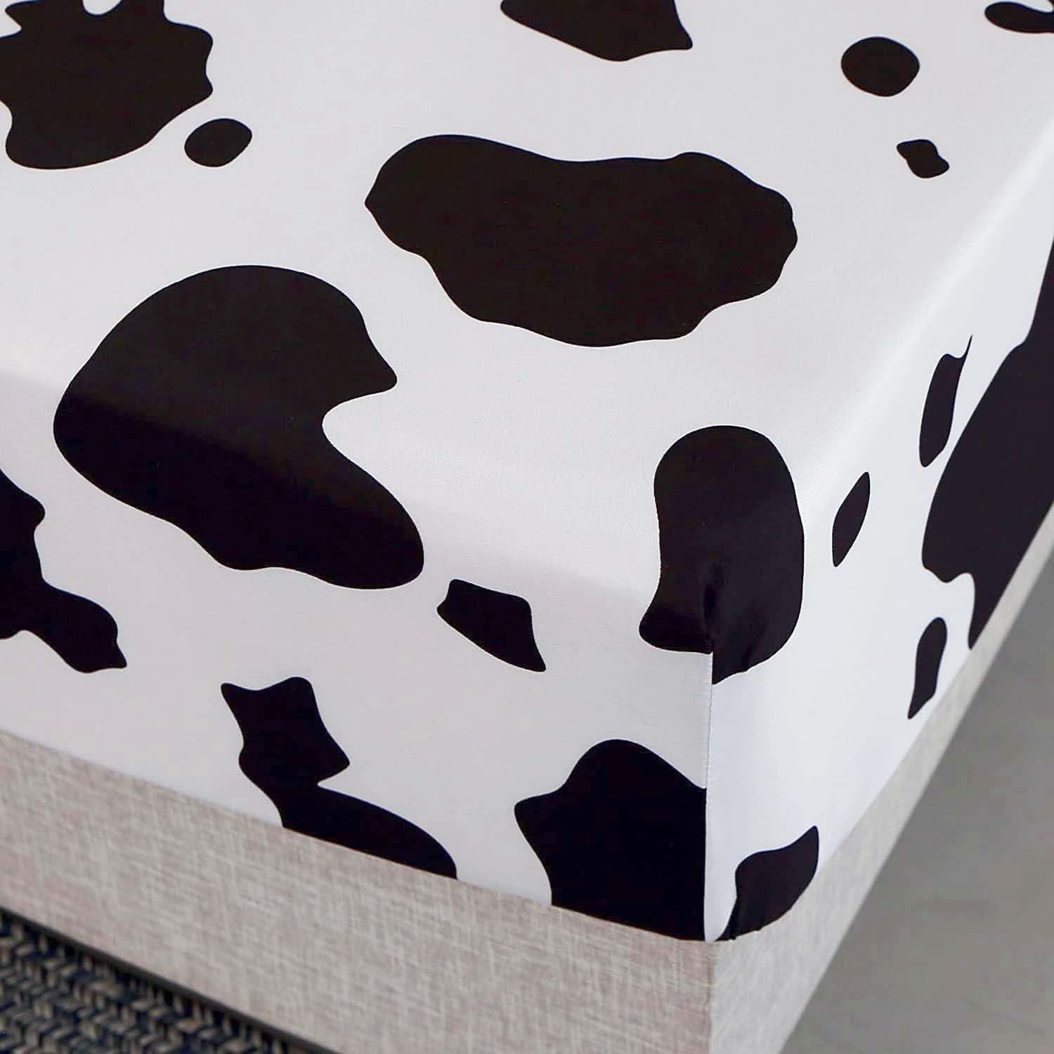 SDY 4PCS Cow Print Bedding Set for Kids and Animal Lovers