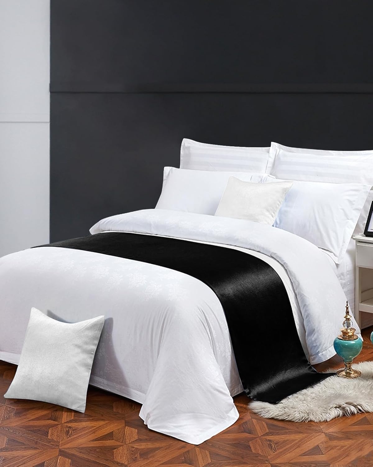 Sabolny Black Bed Runner Scarf King Size