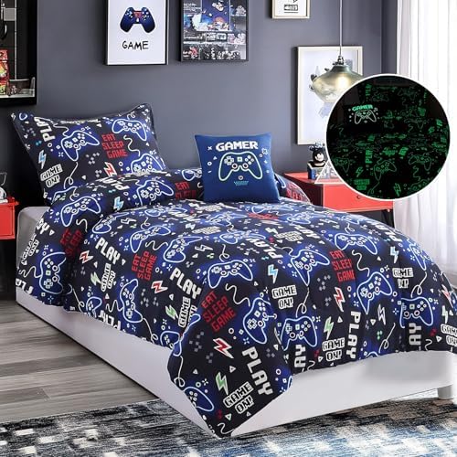 Wink Deer Glow in Dark Gamer Comforter Set for Boys