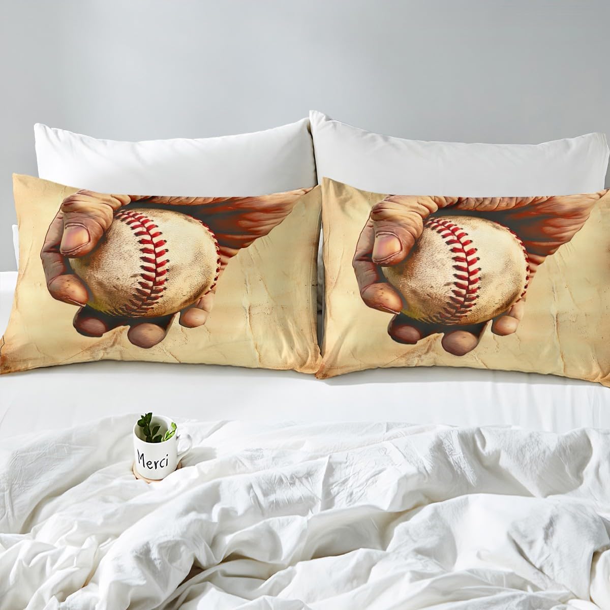 Erosebridal Baseball Bed Sheets Twin Set 3D Retro