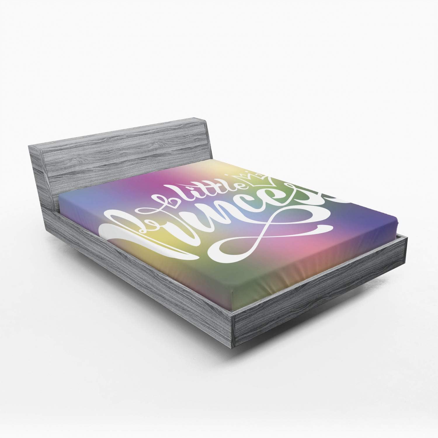 Ambesonne Girl Slogan Fitted Sheet Multicolor