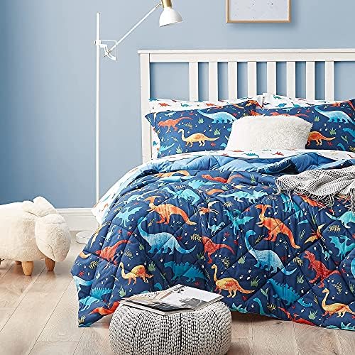 UMCHORD Kids Dinosaur Queen Comforter Set 7 Pc