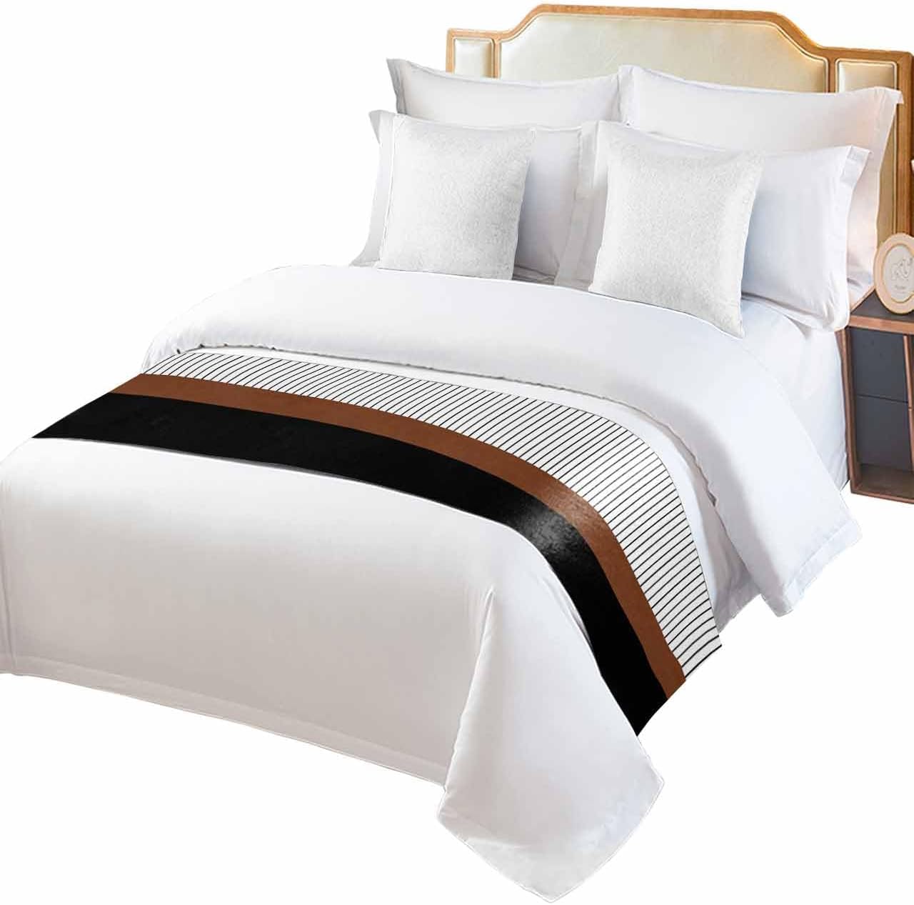 Homechoid Black Brown Bed Runner for Cal King Size Bed