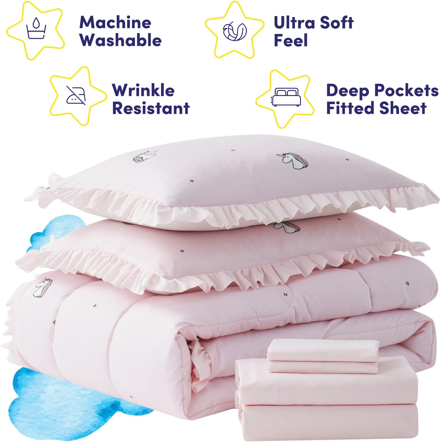 Sweet Home Collection Kids Bedding Set Rainbow Unicorn 1