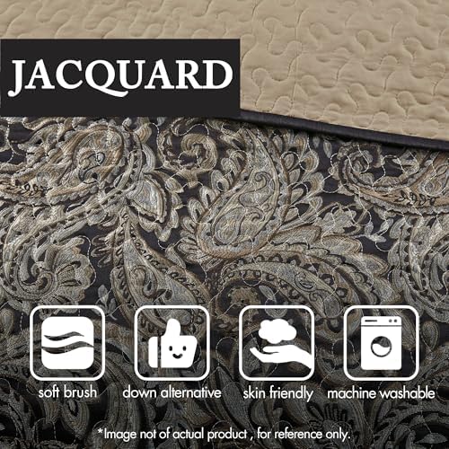 Madison Park Aubrey Reversible Bedspread Set 5 Piece Queen Black