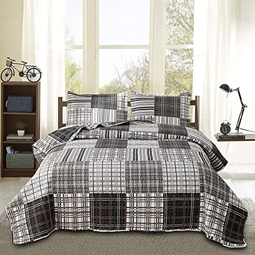 Jessy Home Plaid Quilt Set Queen Full Size Bedding