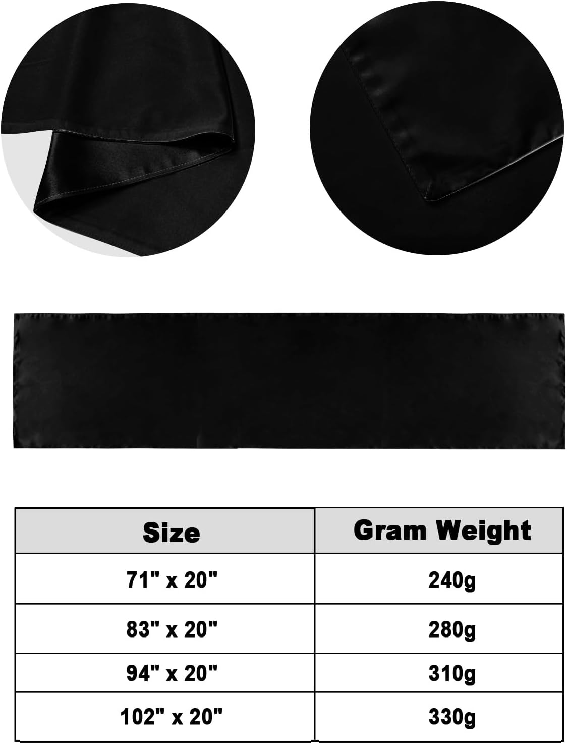 Sabolny Black Bed Runner Scarf King Size