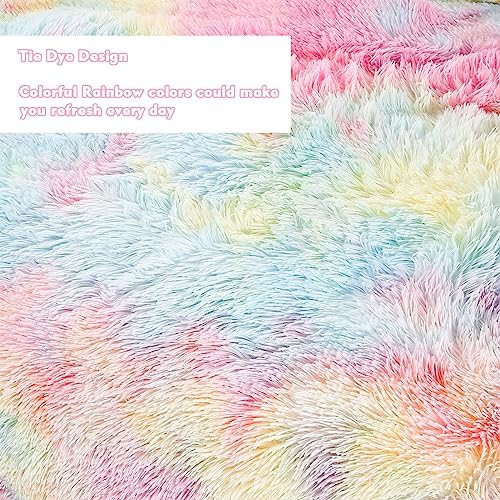 PERFEMET Pink Faux Fur Fluffy Comforter Set Twin