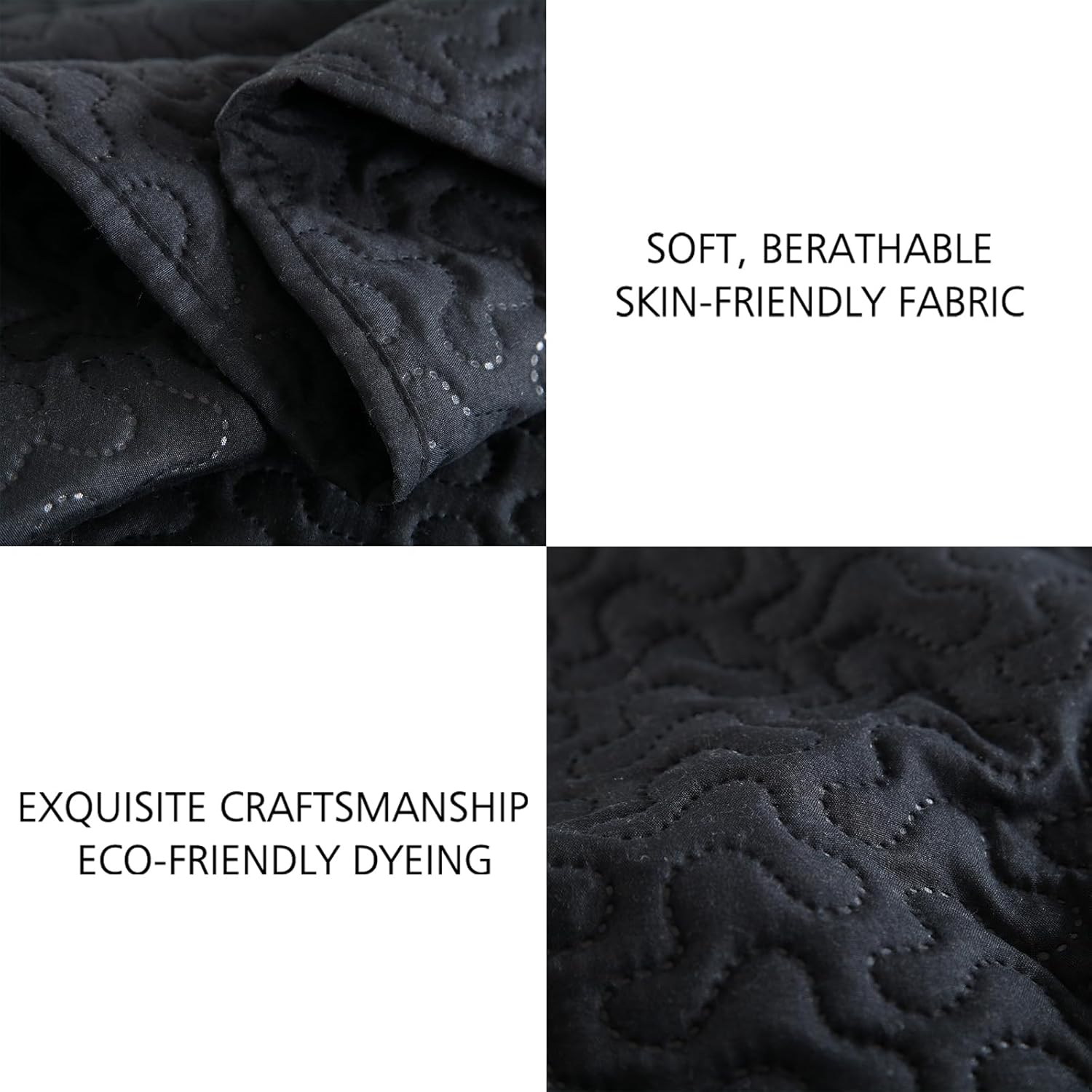 JML Quilt Set - 3 Piece Embossed Stripe Black for King Bed