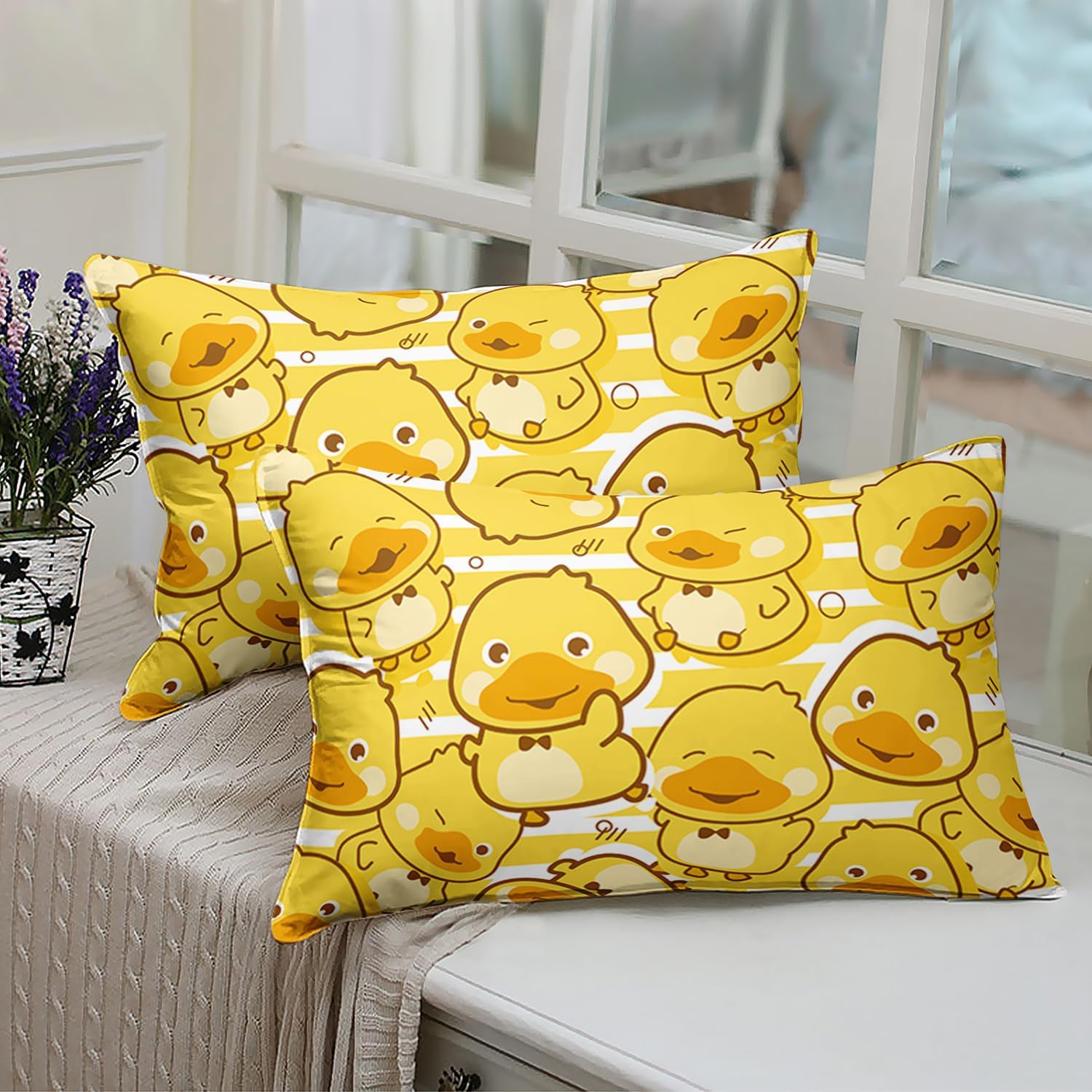 AILONEN Kawaii Duck Fitted Sheet Set Twin XL 1