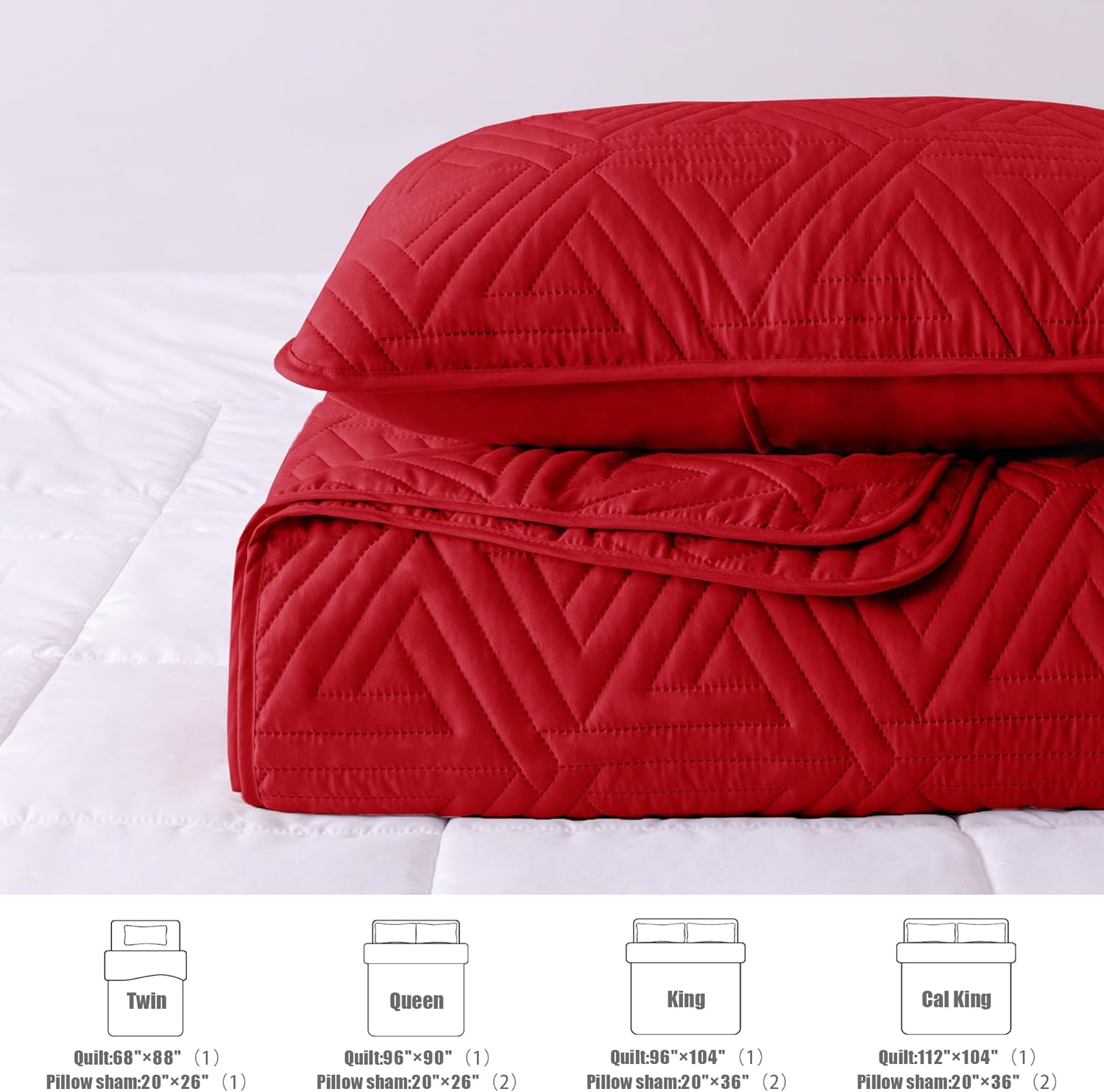 Whale Flotilla Red California King Quilt Set 3-Piece
