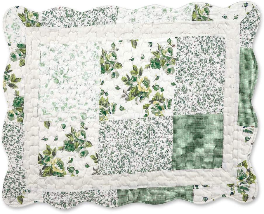 Collections Etc Hadley Floral Patchwork Pillow Sham Sage