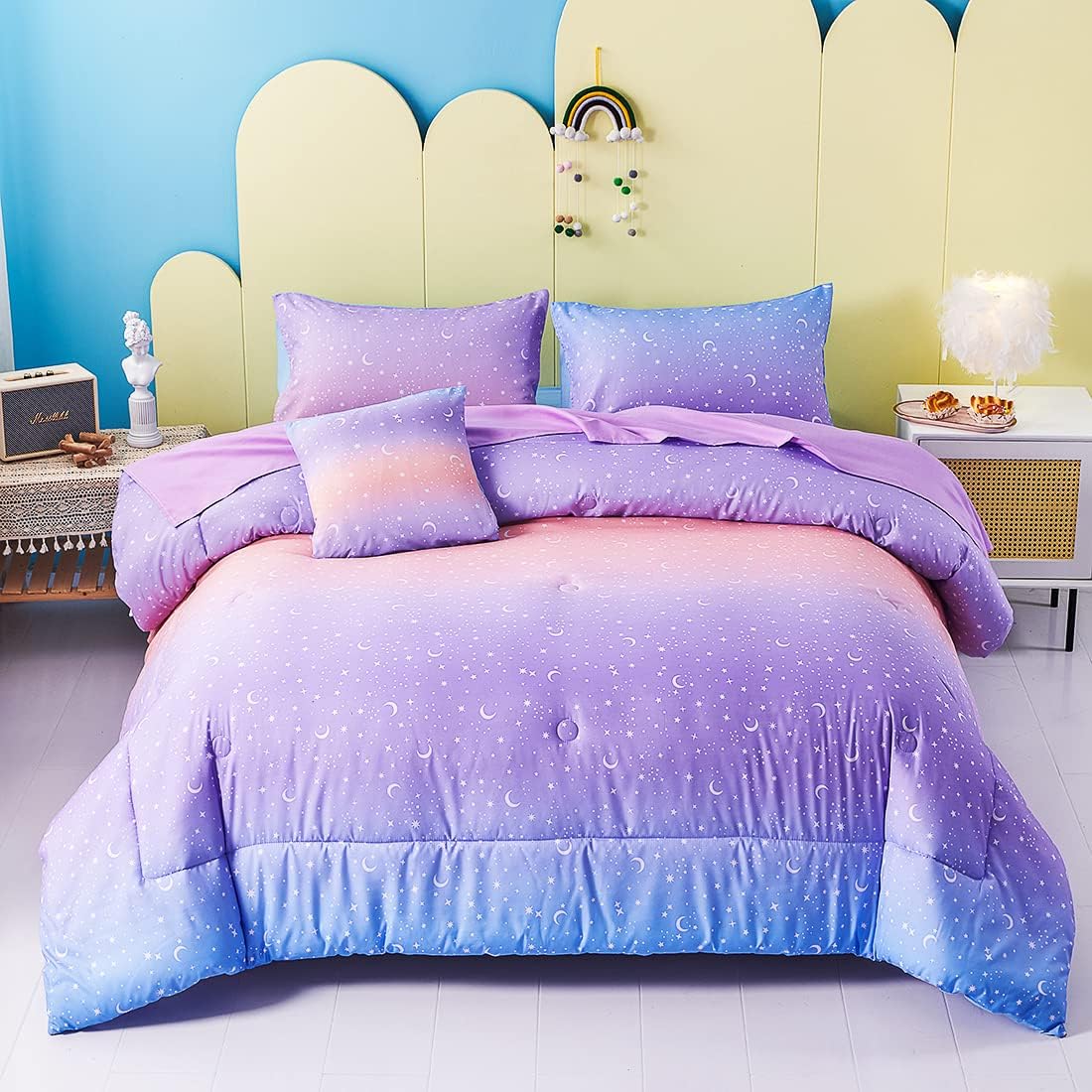 URBONUR Gradient Comforter Set for Girls 6Pcs