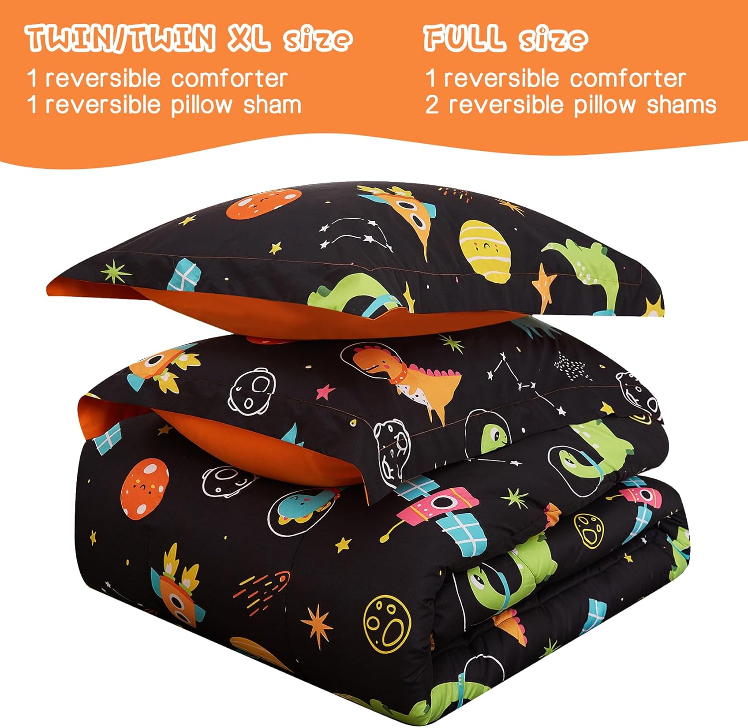 Yibeizi Space Dinosaur Kids Comforter Set for Boys