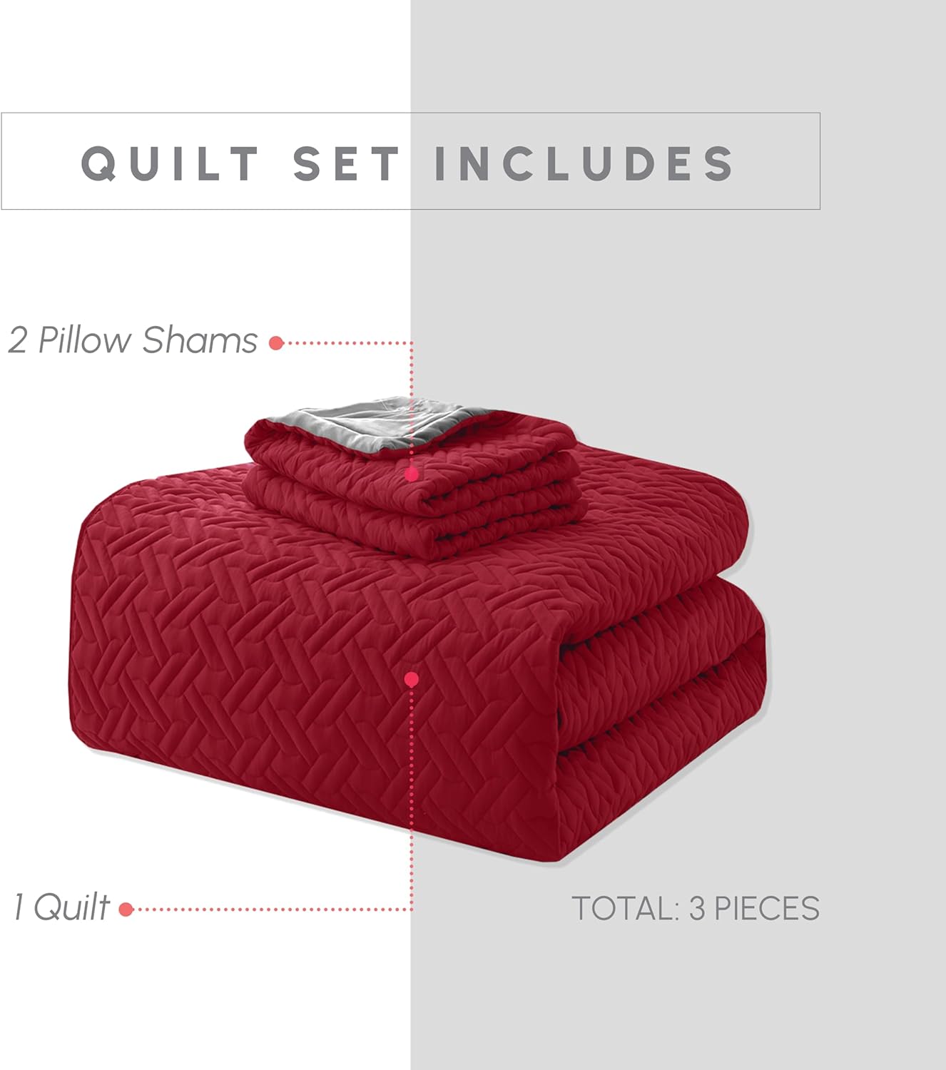 Elegant Comfort Reversible Quilt Set - Queen 3-Piece with Pillow Shams