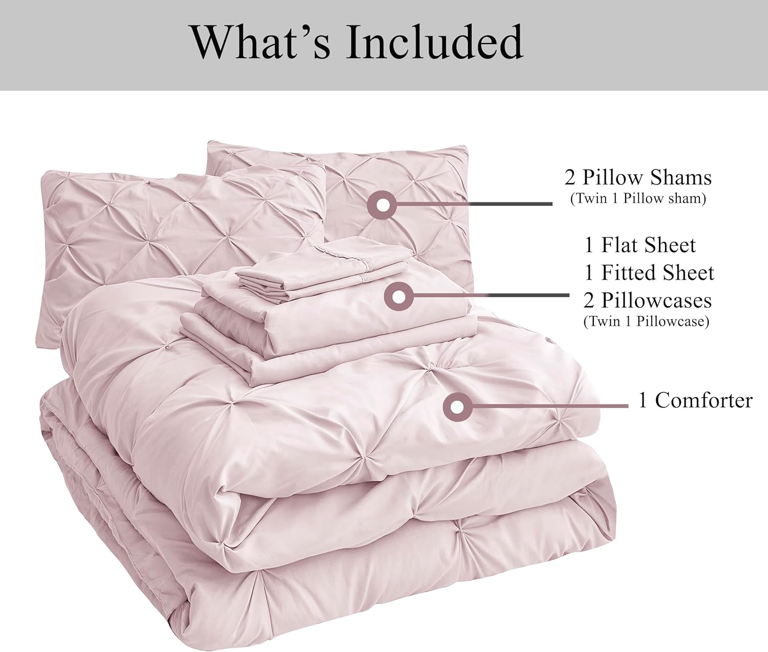 Lane Linen Pink Queen Comforter Set with Sheets and Pillowcases