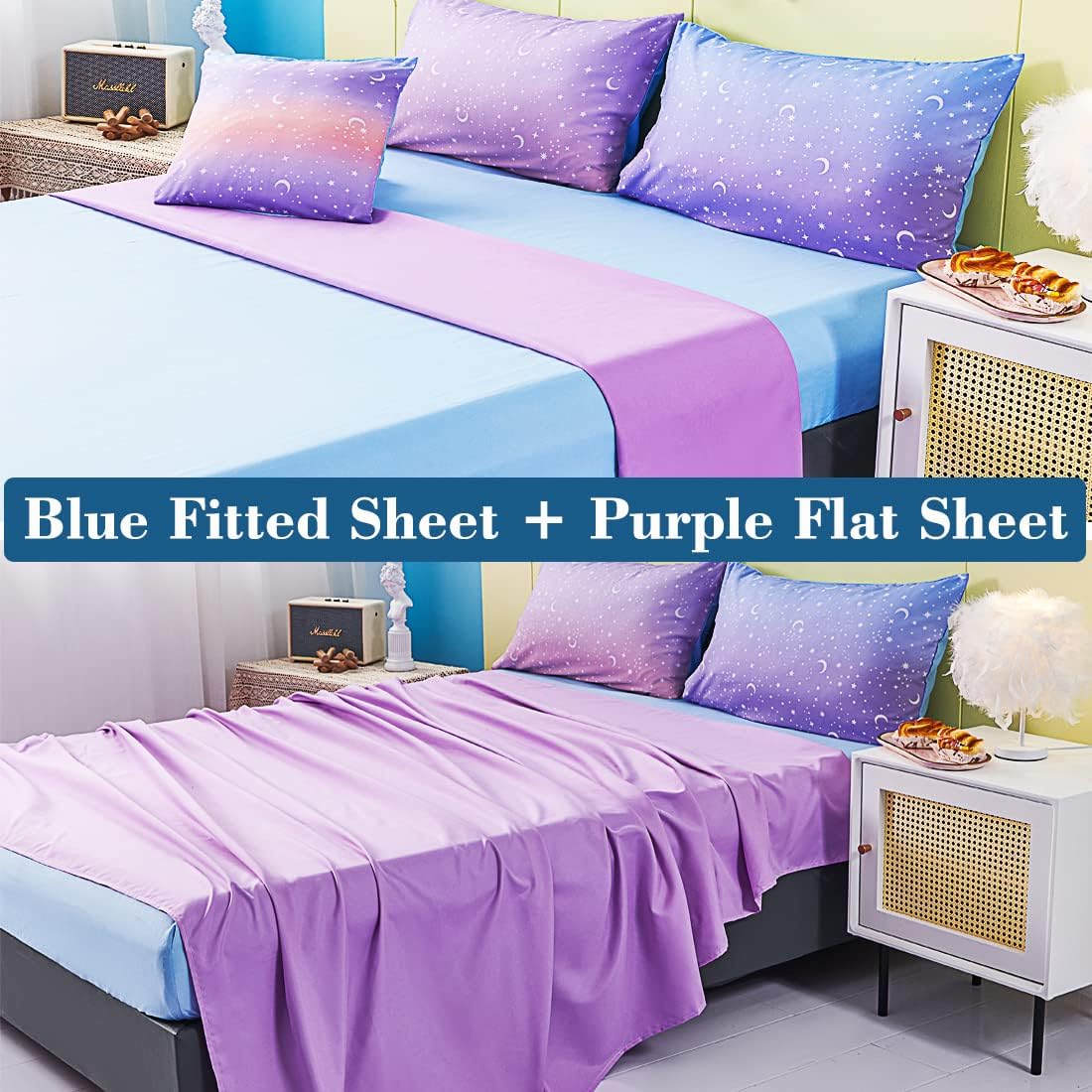 URBONUR Gradient Comforter Set for Girls 6Pcs