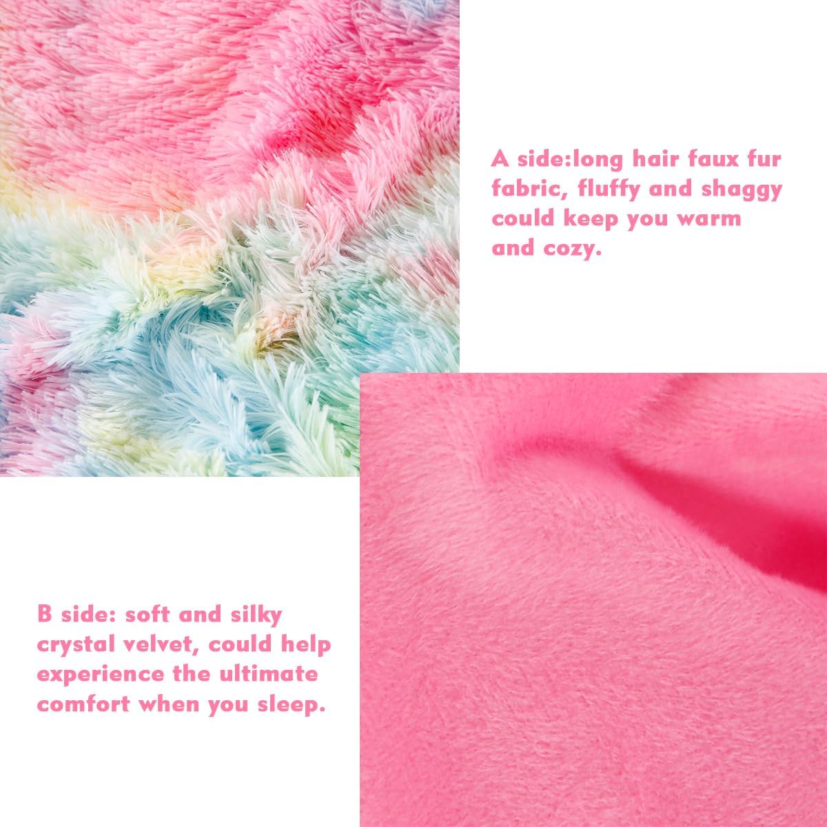 PERFEMET Pink Faux Fur Fluffy Comforter Set Twin