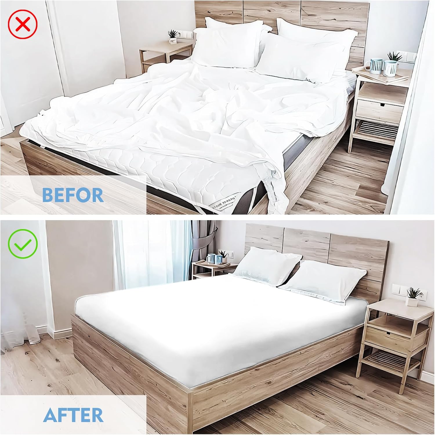 3 PCS Adjustable Bed Sheet Straps with Metal Clips - Black