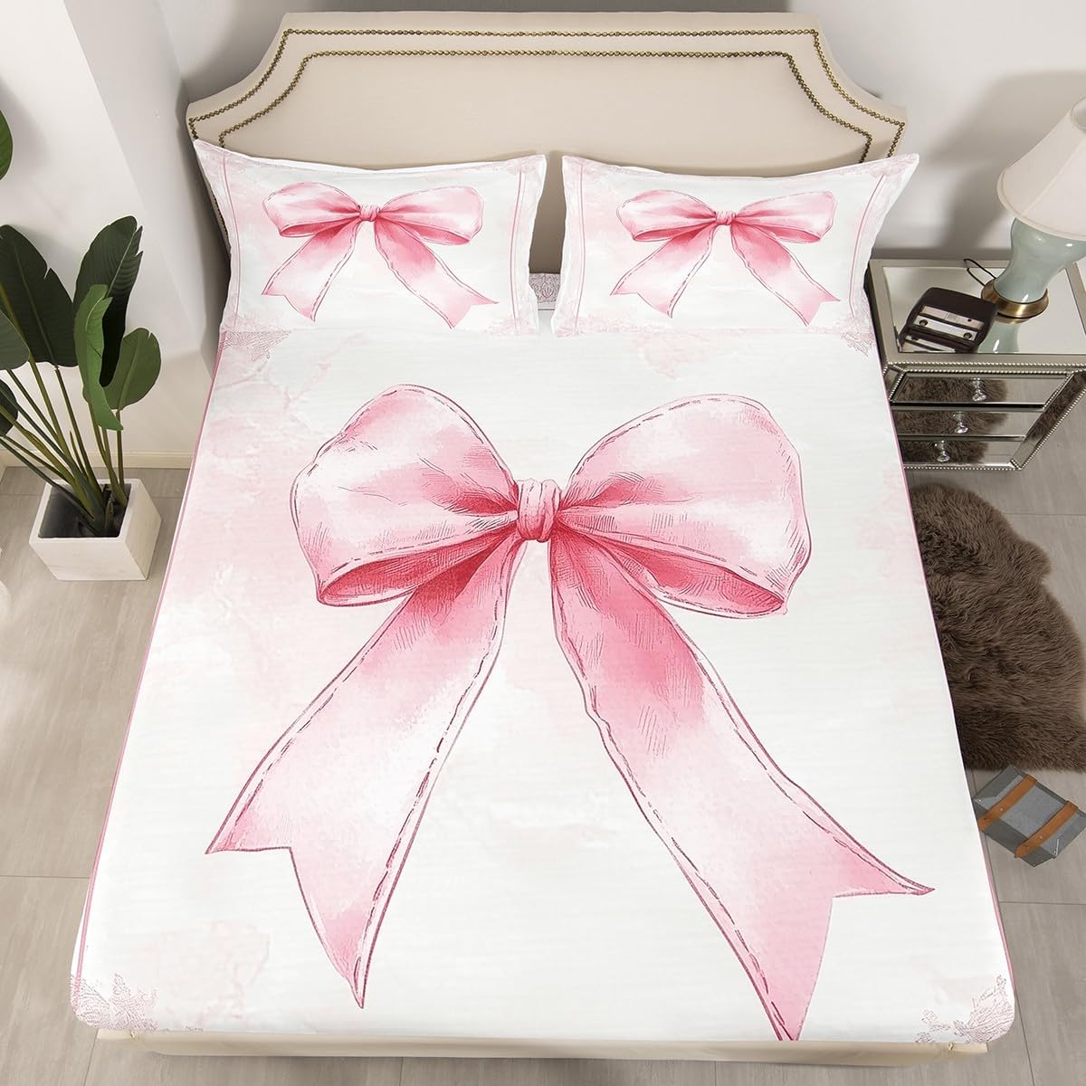 Manfei Bowknot Kids Fitted Sheet Set
