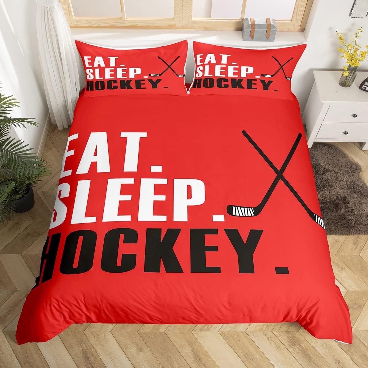 Feelyou Ice Hockey Duvet Cover Set 3Pcs 1