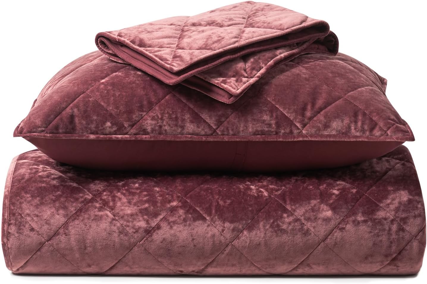 EVERGRACE Luxury Crushed Velvet Quilt Set Queen Size