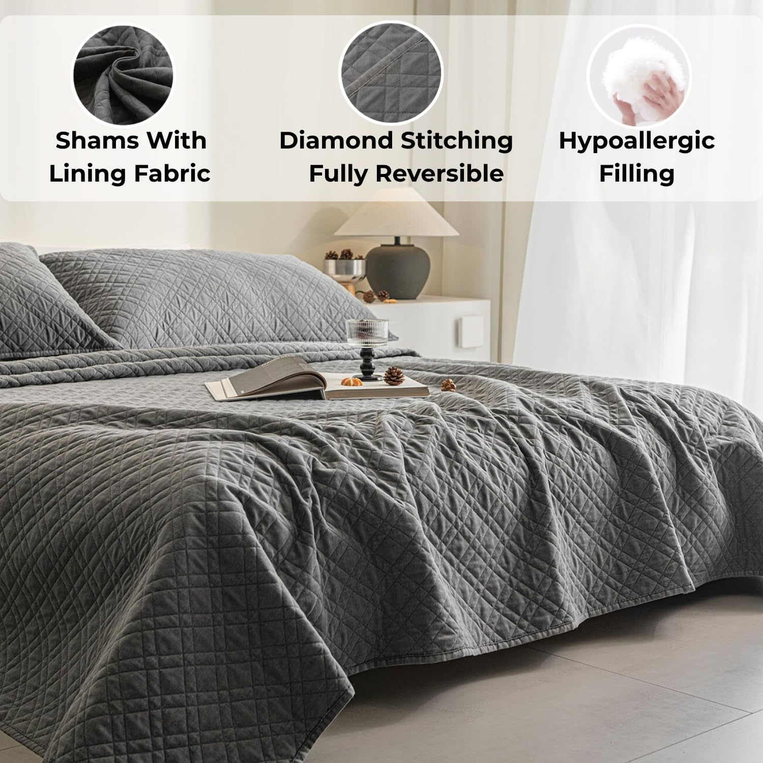 DOWN HOME Queen Quilt Bedding Set with Shams